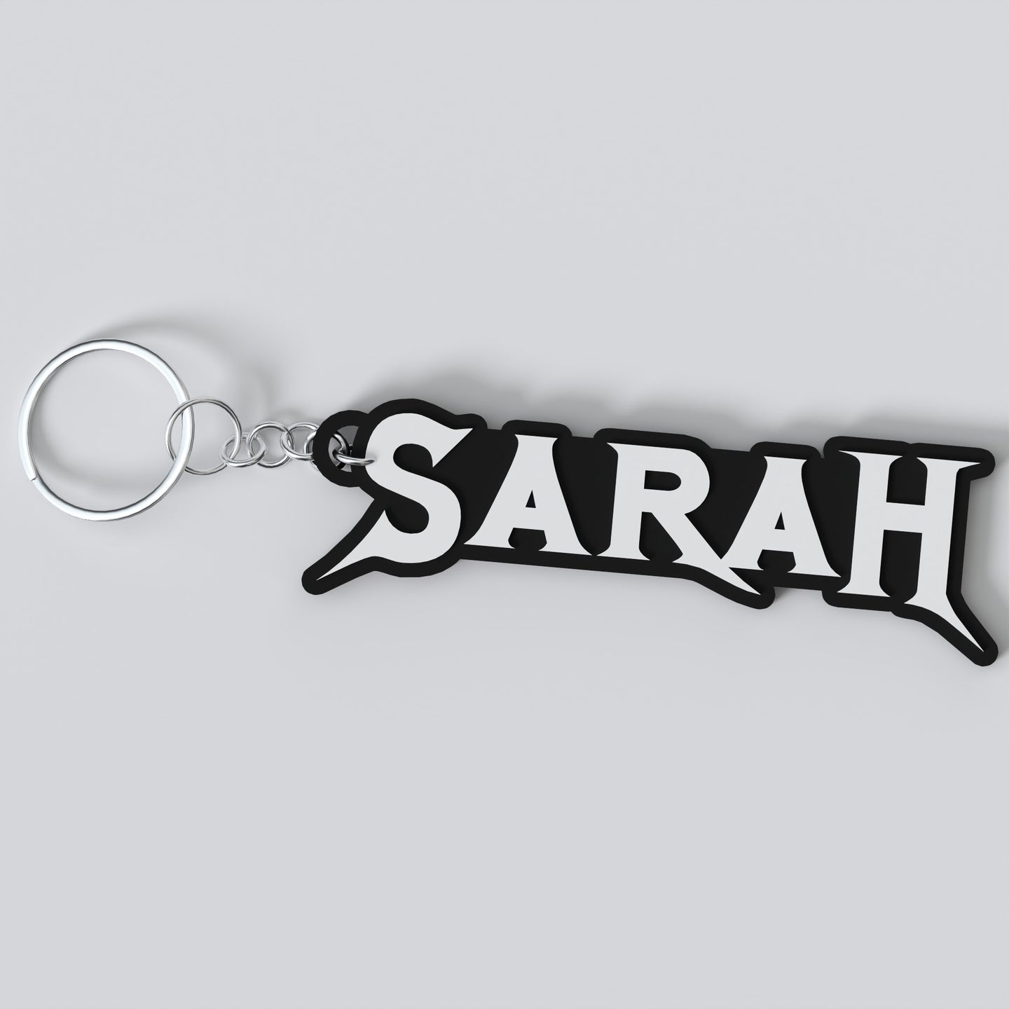 Custom Megadeth keychain with the names 'Sarah'