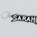 Custom Megadeth keychain with the names 'Sarah'