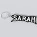 Custom Megadeth keychain with the names 'Sarah'