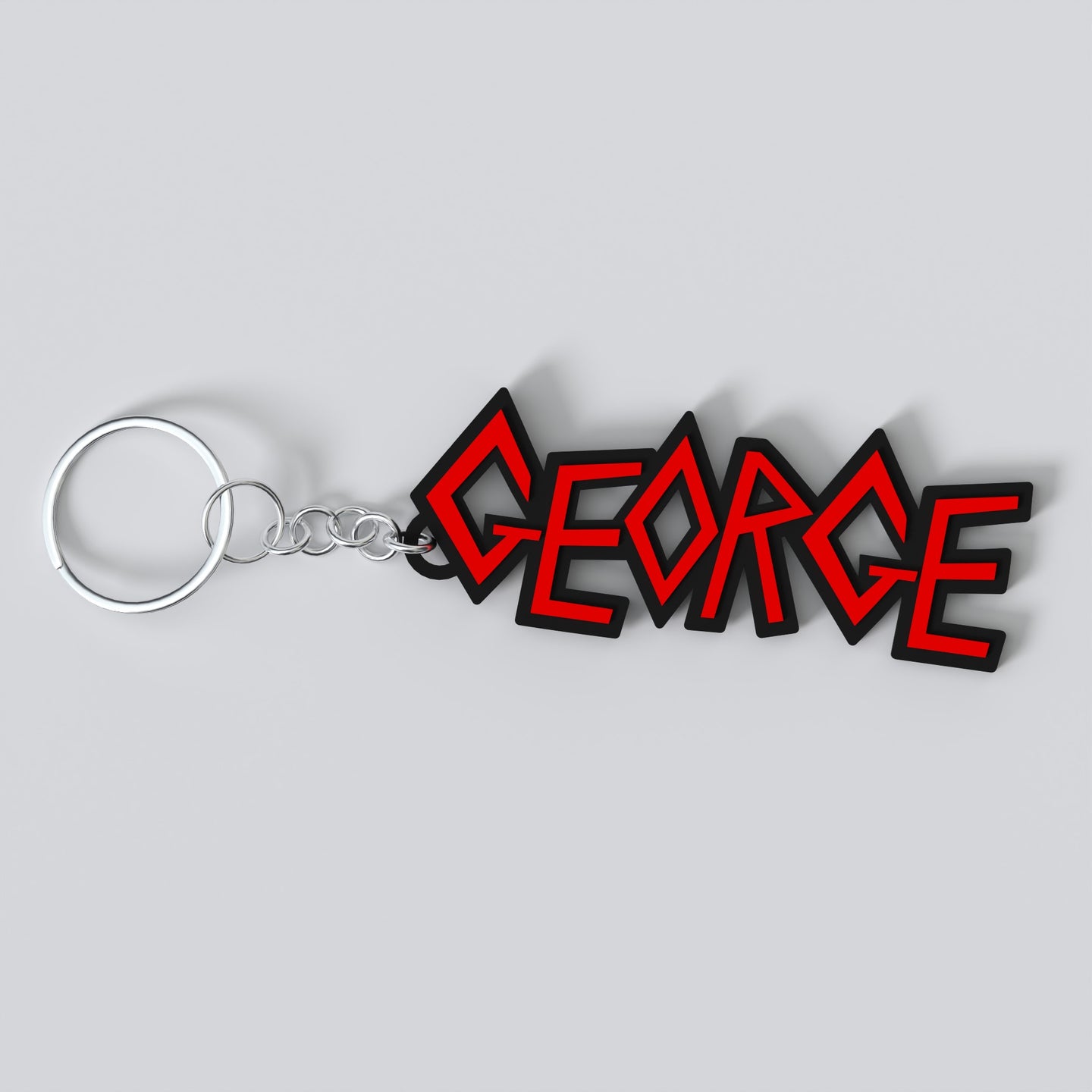 Custom Slayer keychain with the names 'GEORGE'