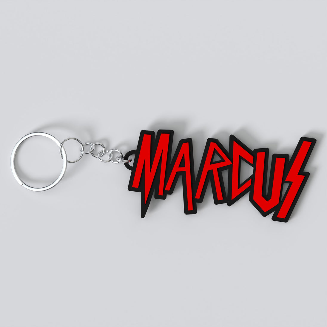 Custom Slayer keychain with the names 'MARCUS'