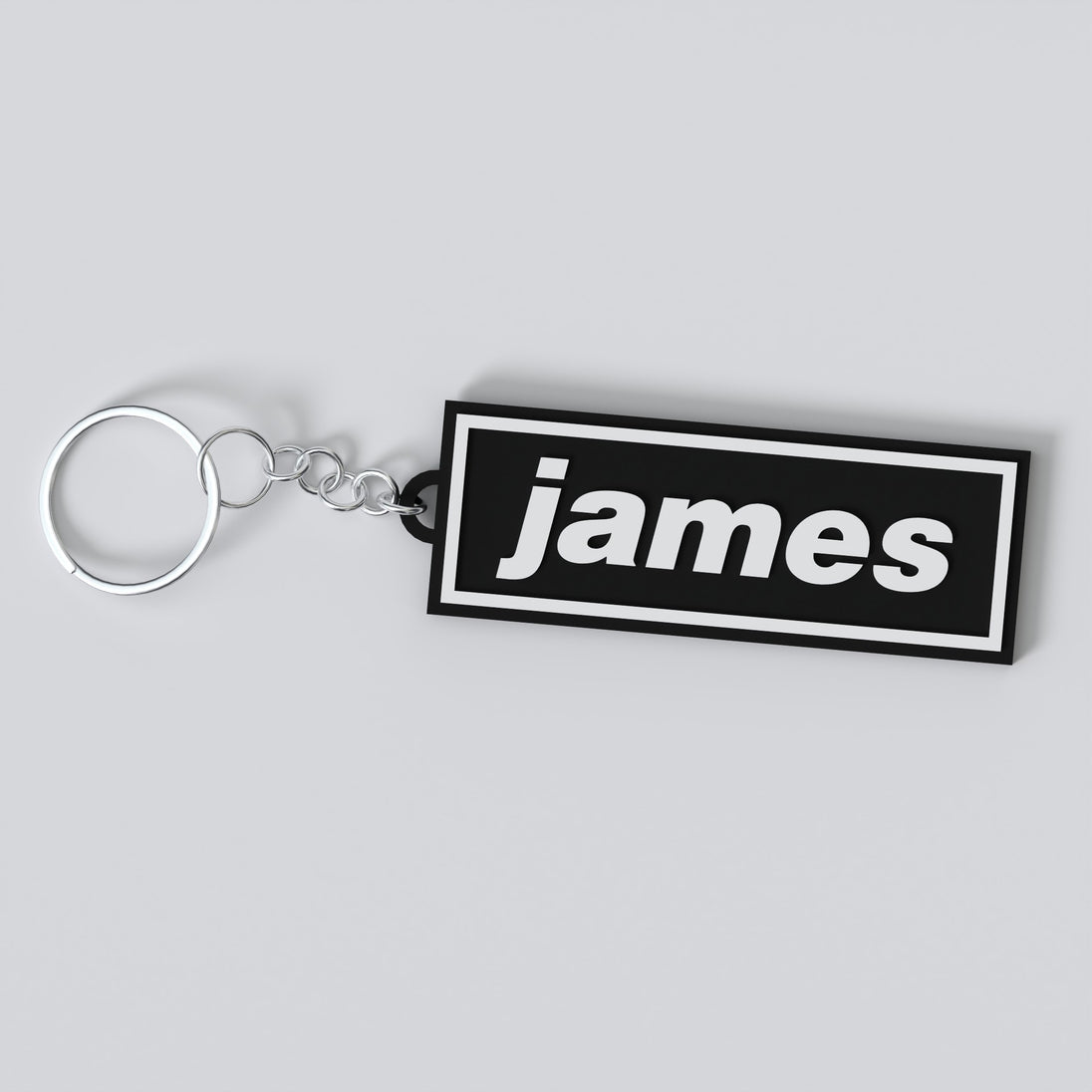 Custom Oasis keychain with the name 'james'