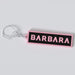 Black pink custom keychain with the names "BARBARA"