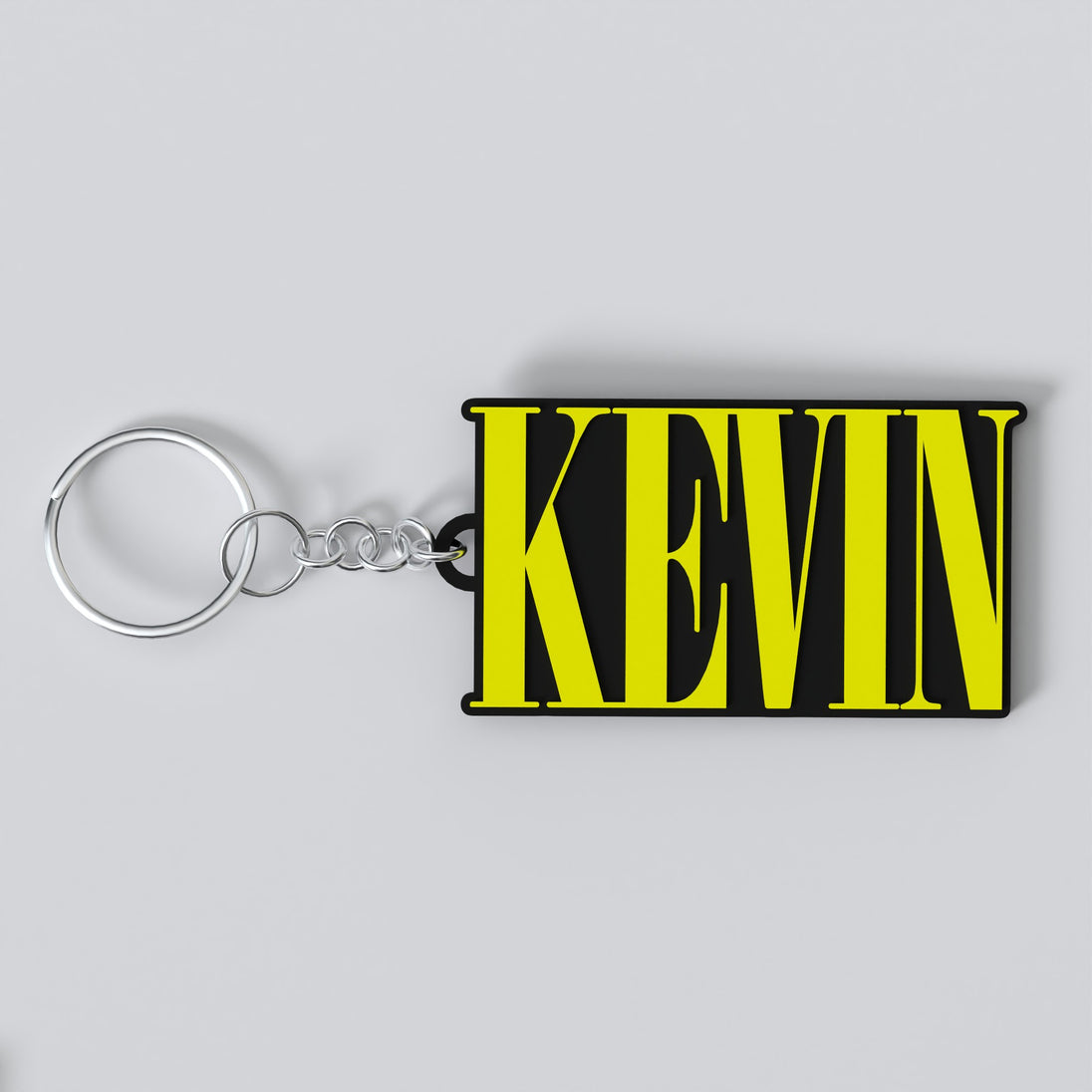 Custom Nirvana keychain with the name "KEVIN"