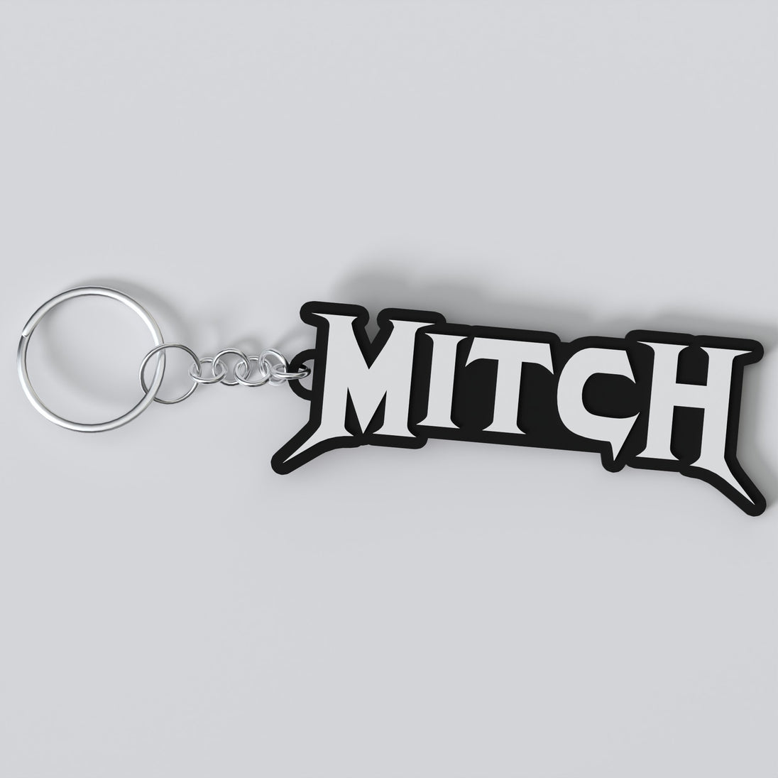Custom Megadeth keychain with the names 'Mitch'