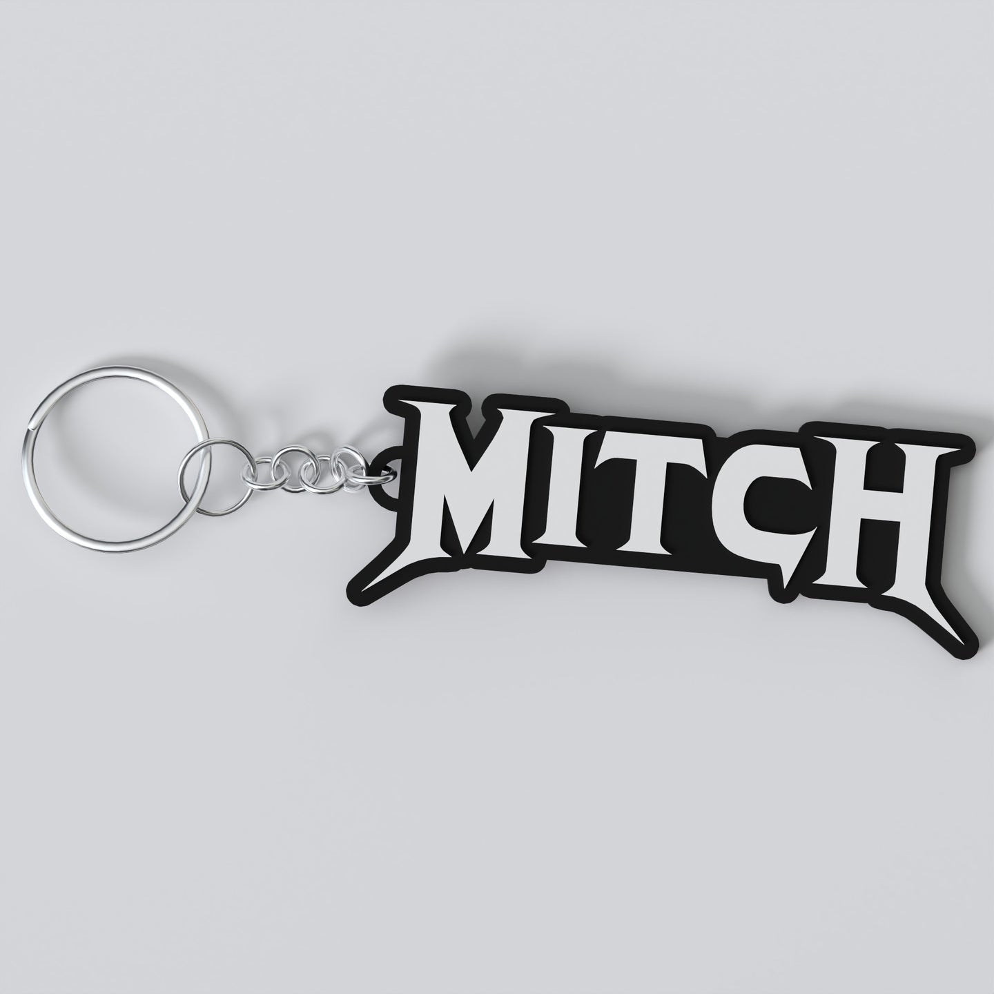 Custom Megadeth keychain with the names 'Mitch'