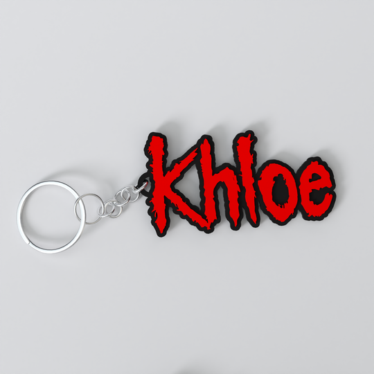 Customized Slipknot keychain with the names 'Khloe'.