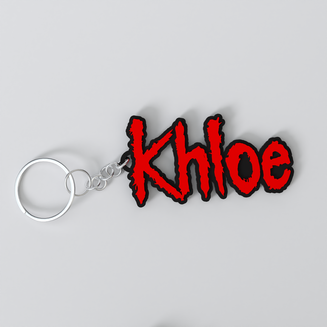 Customized Slipknot keychain with the names 'Khloe'.
