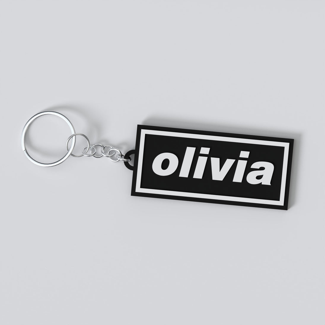 Custom Oasis keychain with the name 'olivia'
